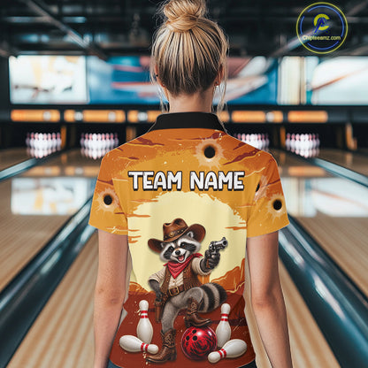 Custom Cowboy Raccoon Bowling Shirts For Women Bowling Team Jerseys Bowling for Bowlers HNT602