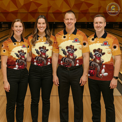 Custom Cowboy Raccoon Bowling Shirts For Women Bowling Team Jerseys Bowling for Bowlers HNT602