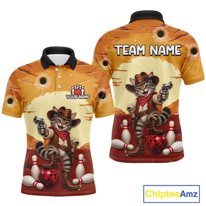 Custom Cowboy Cat Bowling Shirts For Men Bowling Team Jerseys Bowling for Bowlers HNT603
