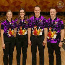 Load image into Gallery viewer, Custom Purple Funny Chicken Bowling Jersey for Men Bowling Uniform Bowling Team Shirts HNT282