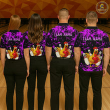 Load image into Gallery viewer, Custom Purple Funny Chicken Bowling Jersey for Women Bowling Uniform Bowling Team Shirts HNT282