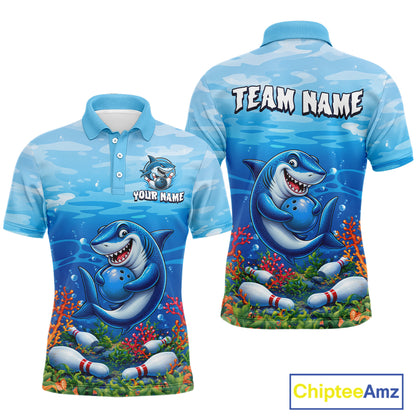 Custom Ocean Funny Shark Bowling Jerseys for Men Bowling Team Jerseys Bowling for Bowlers HNT609