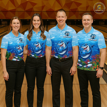 Custom Ocean Funny Shark Bowling Jerseys for Women Bowling Team Jerseys Bowling for Bowlers HNT609