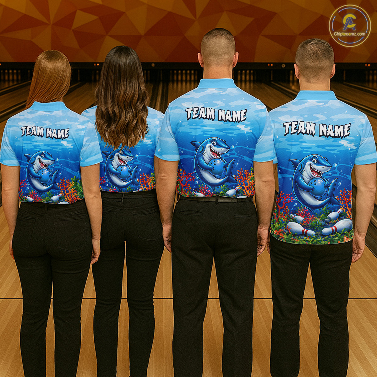 Custom Ocean Funny Shark Bowling Jerseys for Women Bowling Team Jerseys Bowling for Bowlers HNT609
