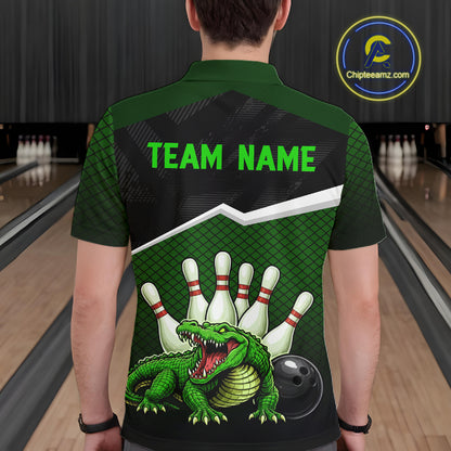 Custom Funny Crocodile Bowling Shirt Alligator Bowling Jersey for Men Polo & 1/4 Zip HNT207