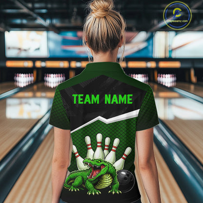 Custom Funny Crocodile Bowling Shirt Alligator Bowling Jersey for Women Polo & 1/4 Zip HNT207