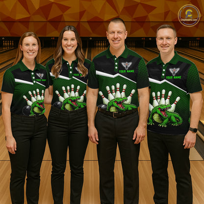 Custom Funny Crocodile Bowling Shirt Alligator Bowling Jersey for Men Polo & 1/4 Zip HNT207