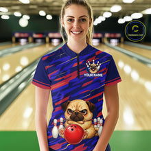Load image into Gallery viewer, Custom Funny Dog Bowling Jersey for Women Bowling Uniform Polo &amp;1/4 Zip Bowling Team Shirts HNT249