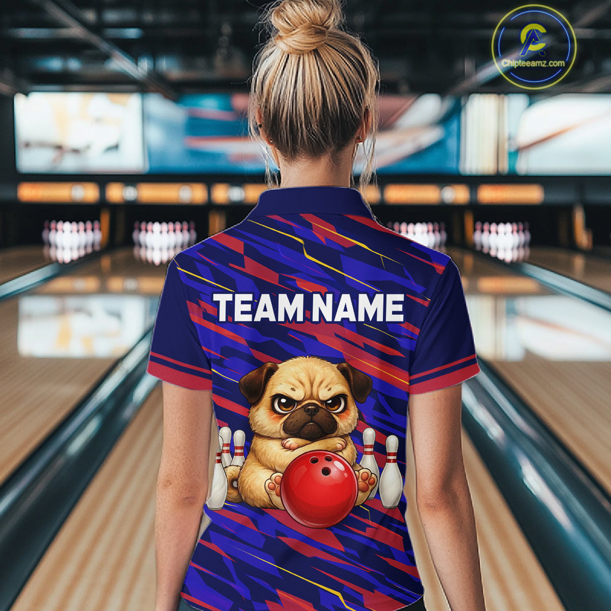 Custom Funny Dog Bowling Jersey for Women Bowling Uniform Polo &1/4 Zip Bowling Team Shirts HNT249