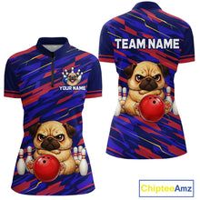 Load image into Gallery viewer, Custom Funny Dog Bowling Jersey for Women Bowling Uniform Polo &amp;1/4 Zip Bowling Team Shirts HNT249