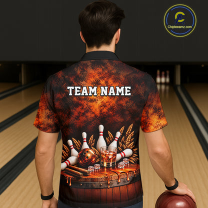 Vintage Bourbon Bowling Hawaiian Shirt, Custom Bowling Team Jersey for Men Women HNT670