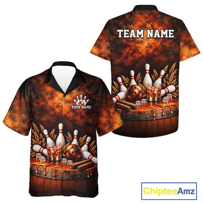 Vintage Bourbon Bowling Hawaiian Shirt, Custom Bowling Team Jersey for Men Women HNT670