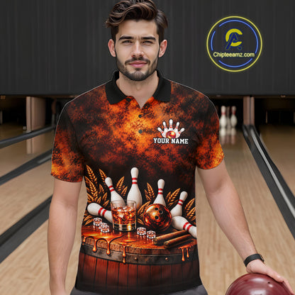 Custom Bourbon Bowling Shirts for Men Funny Bowling Team Jersey Bowling Polo & 1/4 Zip HNT670