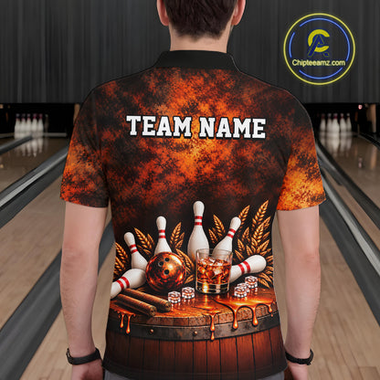 Custom Bourbon Bowling Shirts for Men Funny Bowling Team Jersey Bowling Polo & 1/4 Zip HNT670