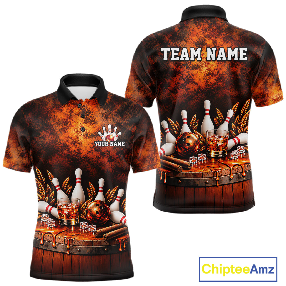 Custom Bourbon Bowling Shirts for Men Funny Bowling Team Jersey Bowling Polo & 1/4 Zip HNT670