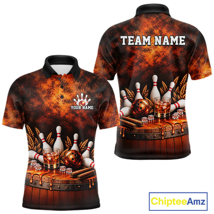 Custom Bourbon Bowling Shirts for Men Funny Bowling Team Jersey Bowling Polo & 1/4 Zip HNT670