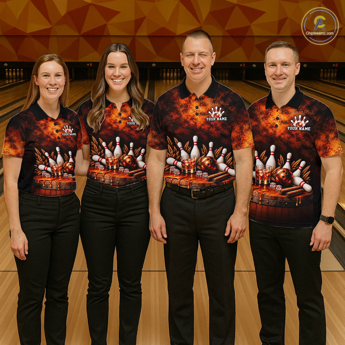 Custom Bourbon Bowling Shirts for Women Funny Bowling Team Jersey Bowling Polo & 1/4 Zip HNT670