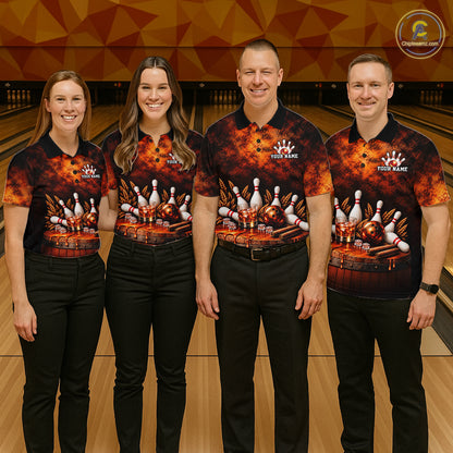 Custom Bourbon Bowling Shirts for Men Funny Bowling Team Jersey Bowling Polo & 1/4 Zip HNT670