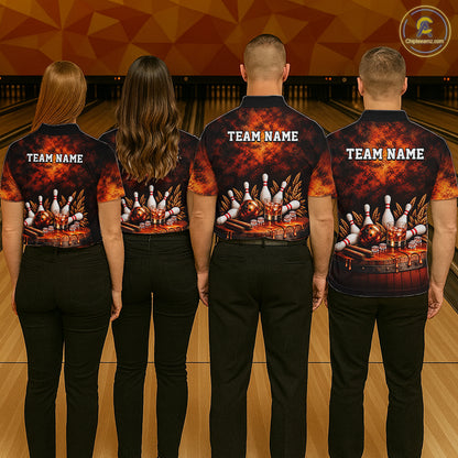 Custom Bourbon Bowling Shirts for Women Funny Bowling Team Jersey Bowling Polo & 1/4 Zip HNT670