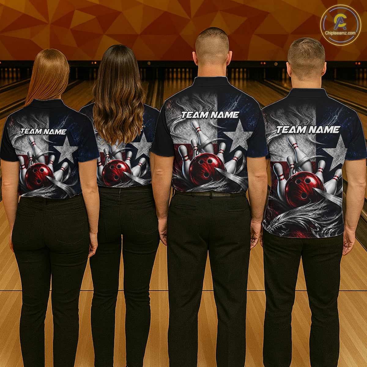 Custom Silver Smoke Texas Flag Bowling Team Shirts Bowling Jersey for Women Bowling League HNT448