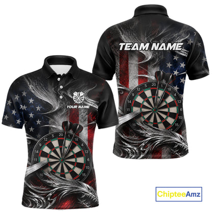 Custom Sliver Smoke American Flag Darts Shirt for Men Darts Team Jerseys Dartboard Shirt NNT304