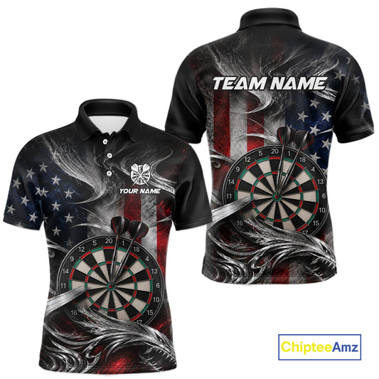 Custom Sliver Smoke American Flag Darts Shirt for Men Darts Team Jerseys Dartboard Shirt NNT304