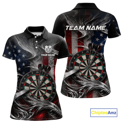 Custom Sliver Smoke American Flag Darts Shirt for Women Darts Team Jerseys Dartboard Shirt NNT304