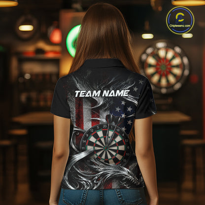Custom Sliver Smoke American Flag Darts Shirt for Women Darts Team Jerseys Dartboard Shirt NNT304