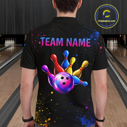 Custom Smoke Colorful Bowling Team Shirts Bowling Jersey for Men Bowling League Polo & 1/4 Zip HNT531