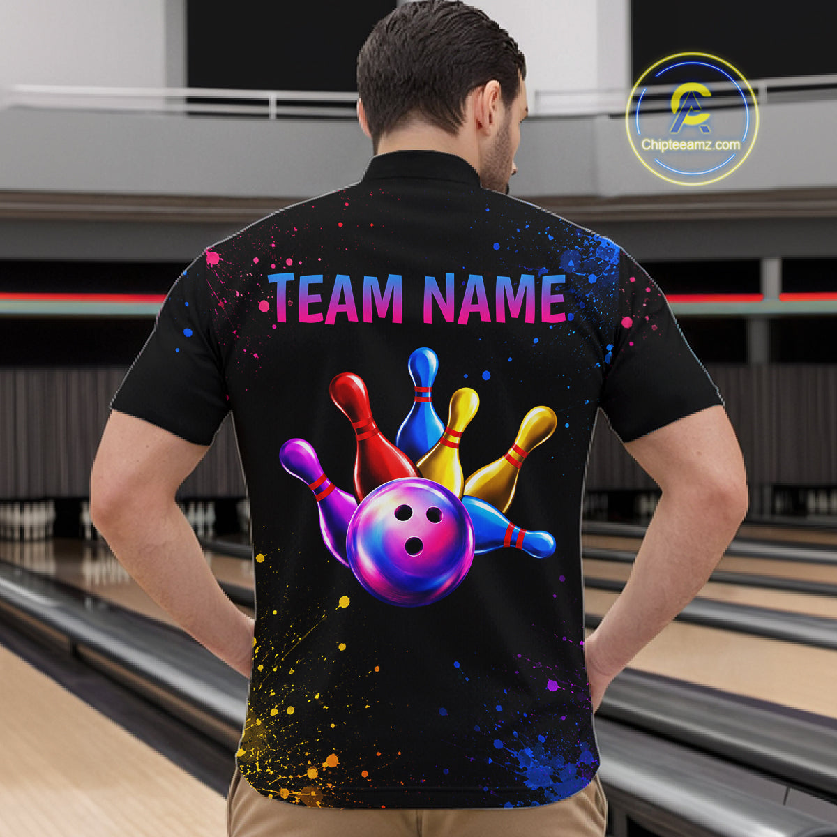 Custom Smoke Colorful Bowling Team Shirts Bowling Jersey for Men Bowling League Polo & 1/4 Zip HNT531