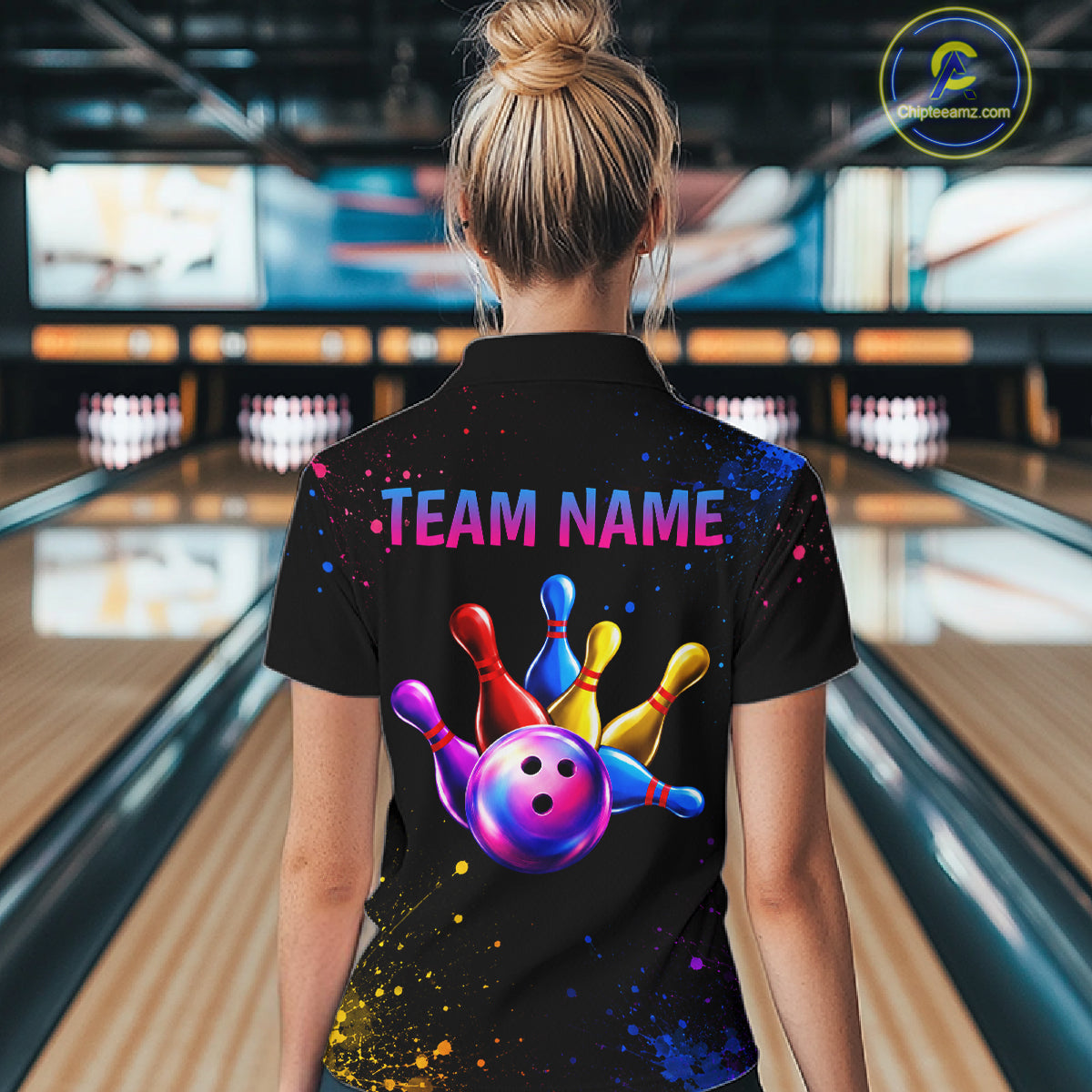 Custom Smoke Colorful Bowling Team Shirts Bowling Jersey for Women Bowling League Polo & 1/4 Zip HNT531