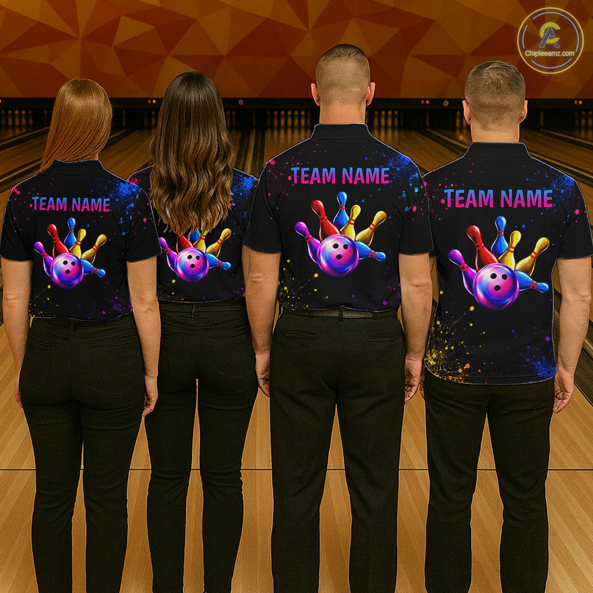 Custom Smoke Colorful Bowling Team Shirts Bowling Jersey for Men Bowling League Polo & 1/4 Zip HNT531