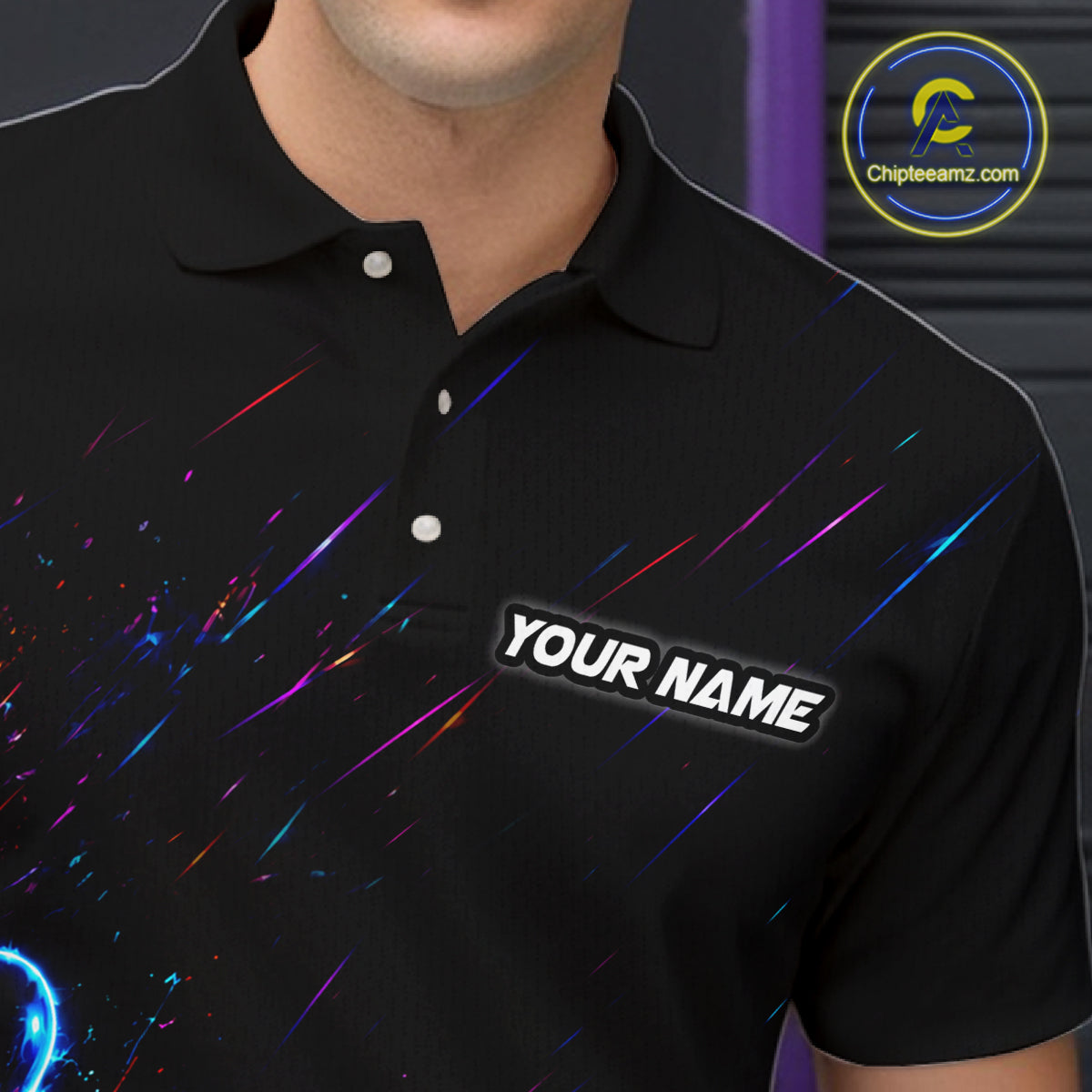 Fire and Neon Strike Bowling Shirts for Men Custom Bowling Team Jersey Polo & 1/4 Zip HNT530