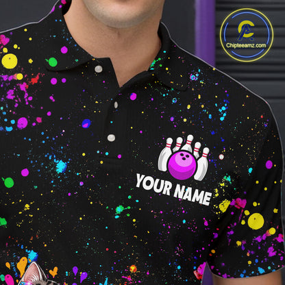 Custom Colorful Funny Cat Bowling Jersey for Men Bowling League Bowling Team Shirts HNT613