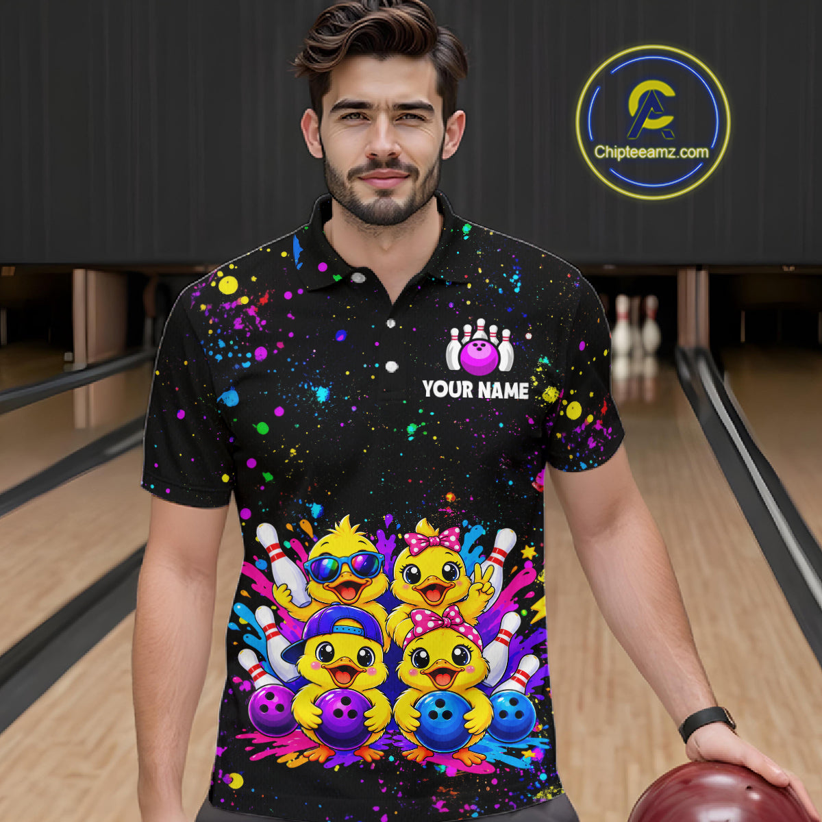 Custom Colorful Funny Duck Bowling Jersey for Men Bowling League Bowling Team Shirts HNT612