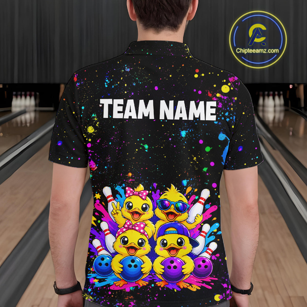 Custom Colorful Funny Duck Bowling Jersey for Men Bowling League Bowling Team Shirts HNT612