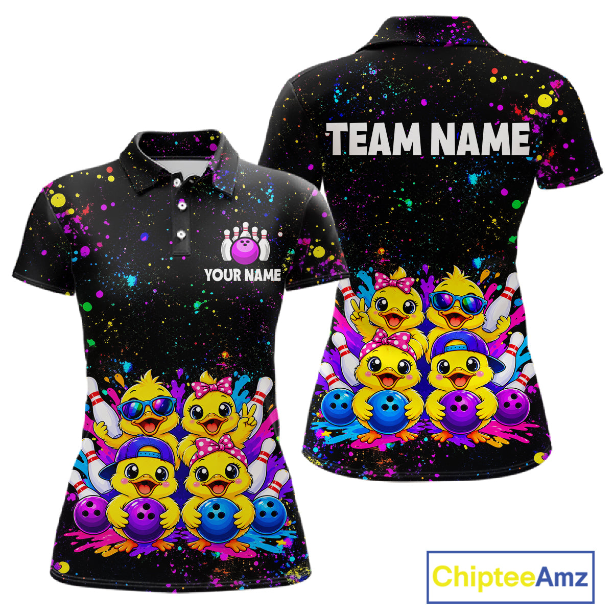 Custom Colorful Funny Duck Bowling Jersey for Women Bowling League Bowling Team Shirts HNT612
