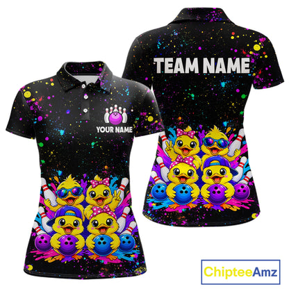 Custom Colorful Funny Duck Bowling Jersey for Women Bowling League Bowling Team Shirts HNT612