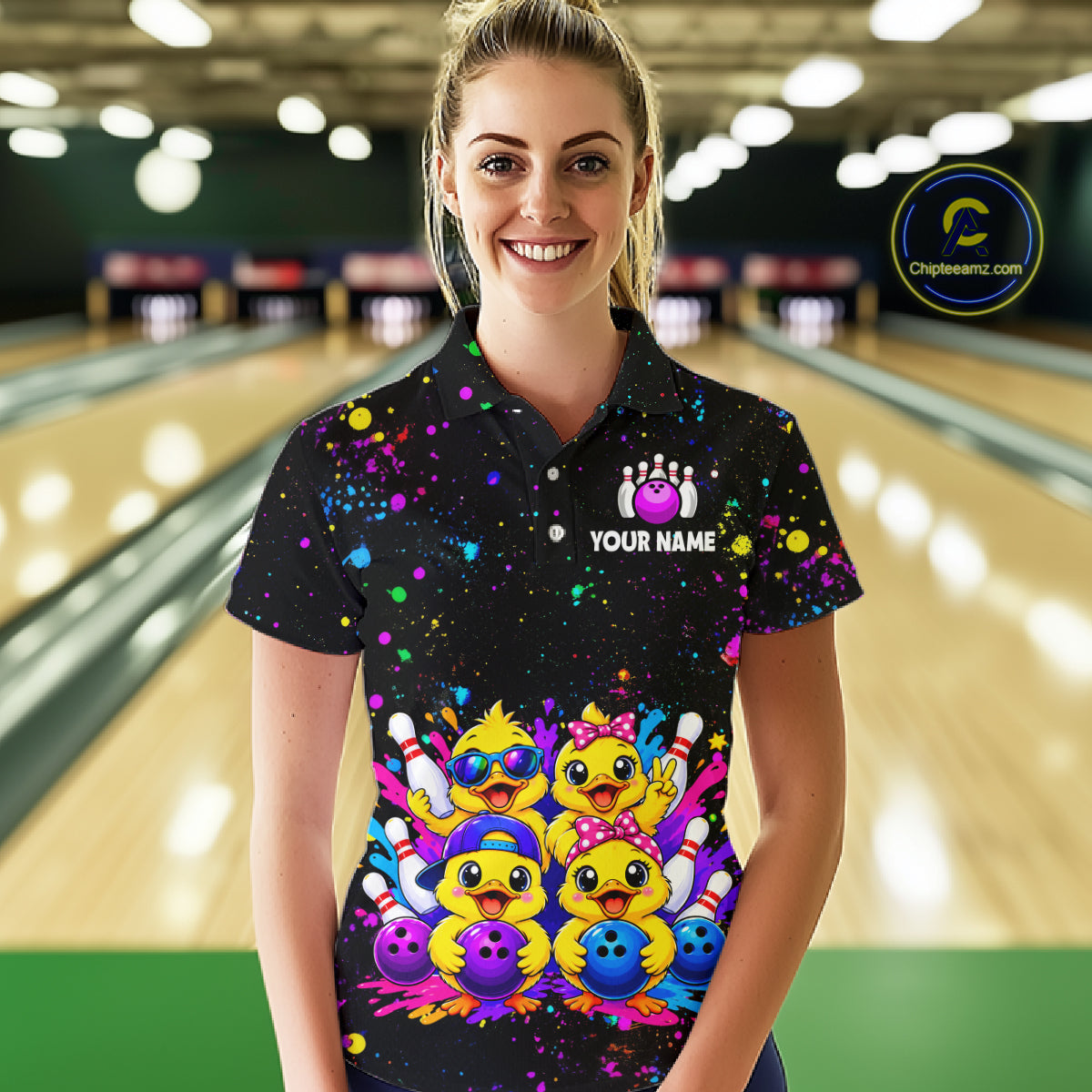 Custom Colorful Funny Duck Bowling Jersey for Women Bowling League Bowling Team Shirts HNT612