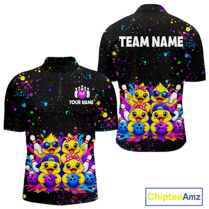 Custom Colorful Funny Duck Bowling Jersey for Men Bowling League Bowling Team Shirts HNT612