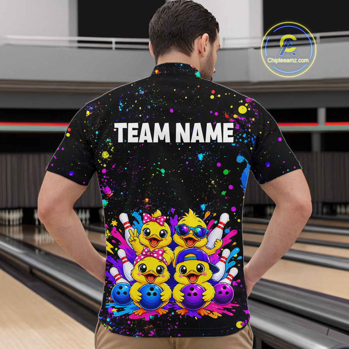 Custom Colorful Funny Duck Bowling Jersey for Men Bowling League Bowling Team Shirts HNT612