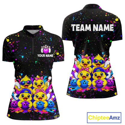 Custom Colorful Funny Duck Bowling Jersey for Women Bowling League Bowling Team Shirts HNT612