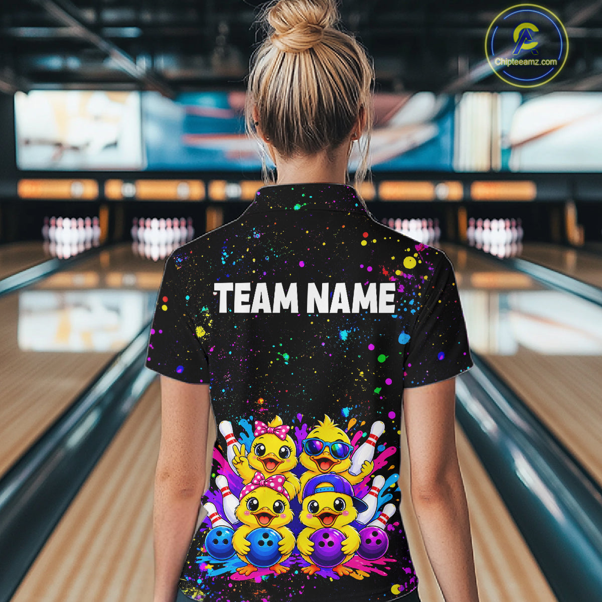 Custom Colorful Funny Duck Bowling Jersey for Women Bowling League Bowling Team Shirts HNT612