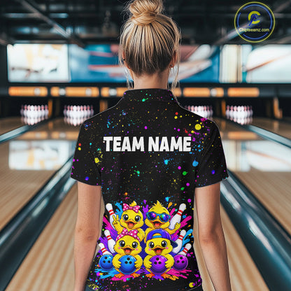 Custom Colorful Funny Duck Bowling Jersey for Women Bowling League Bowling Team Shirts HNT612