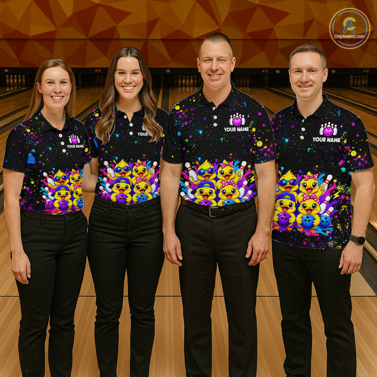 Custom Colorful Funny Duck Bowling Jersey for Women Bowling League Bowling Team Shirts HNT612