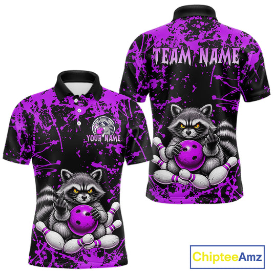 Purple Raccoon Bowling Shirt, Custom Funny Raccoon Bowling Jersey for Men, Bowling Team Gift HNT675