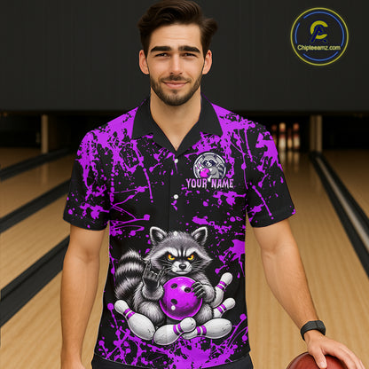Funny Raccoon Bowling Shirt, Personalized Raccoon Hawaiian Bowling Team Jersey for Men Women HNT678