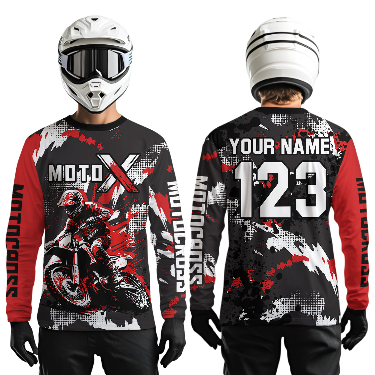 Red Youth Motocross Jersey Racing Shirts Custom Dirt Bike Shirts Kid Men Women UPF30+ DNT32