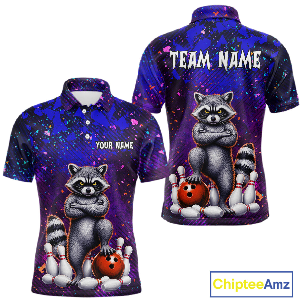 Funny Raccoon Bowling Team Shirts for Men Custom Bowling Gifts for Bowler Polo & 1/4 Zip HNT534