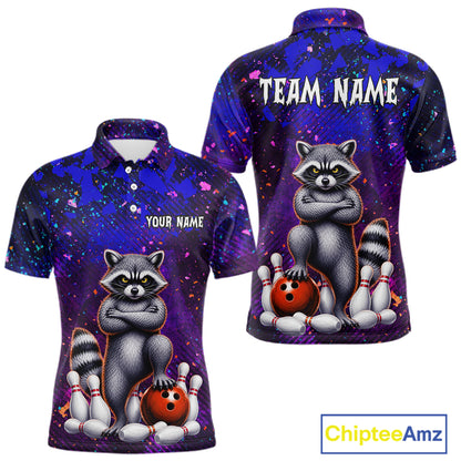 Funny Raccoon Bowling Team Shirts for Men Custom Bowling Gifts for Bowler Polo & 1/4 Zip HNT534